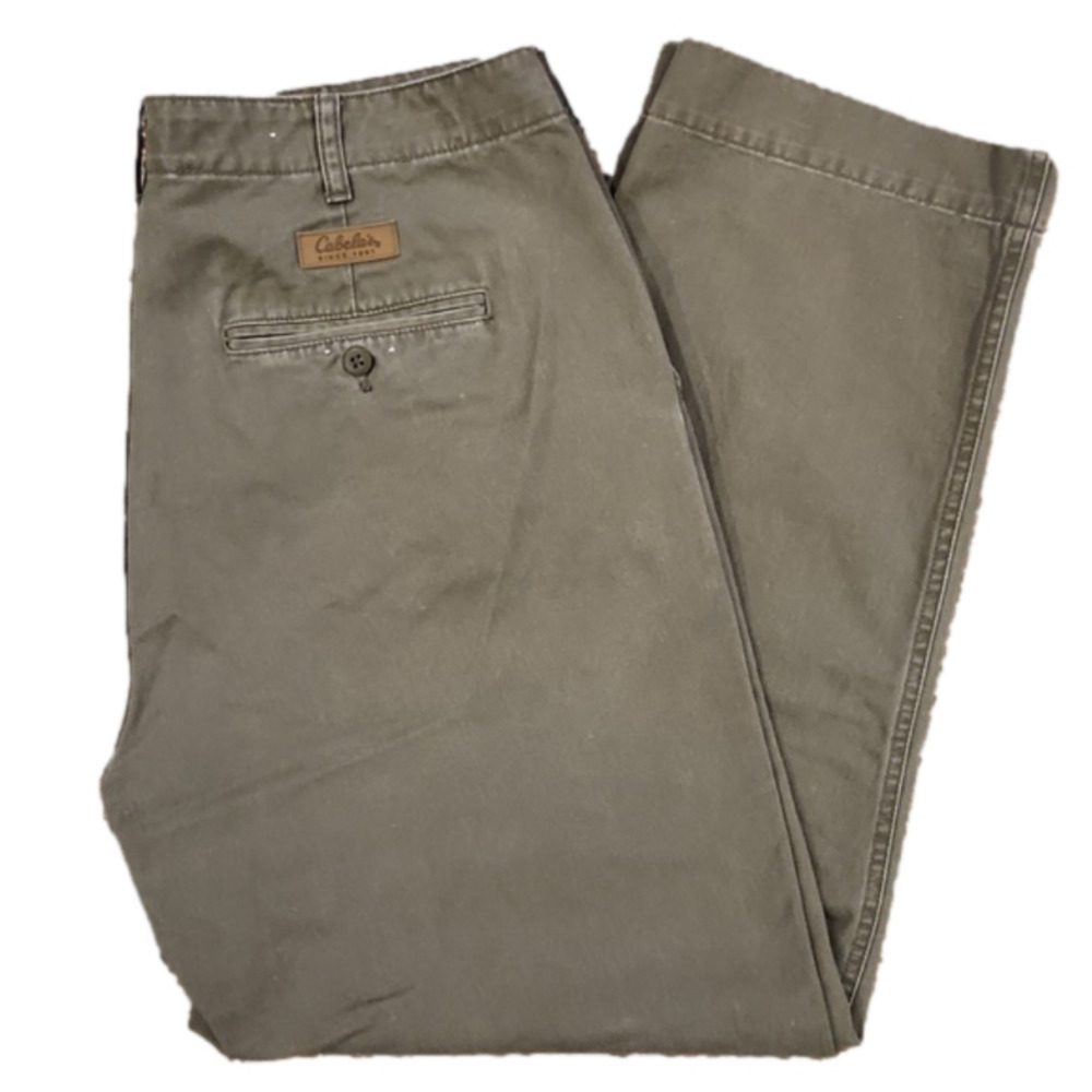 Cabela's Casuals Olive Green 36×30 Aged Khakis Pants - Picture 2 of 9